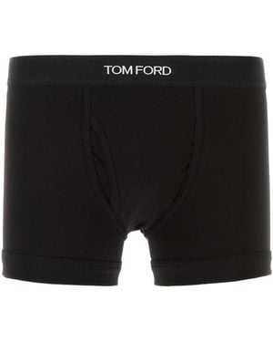 Tom Ford Two-Tone Stretch Cotton Boxer Set - Black