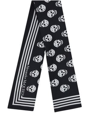 McQueen Biker Skull Silk Scarf - White