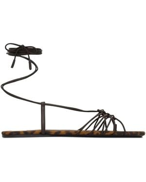 Saint Laurent Ankle Strap Babylone Flat Sandals Shoes - White