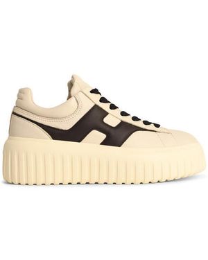 Hogan 'H-Stripes' Ivory Leather Trainers - Metallic