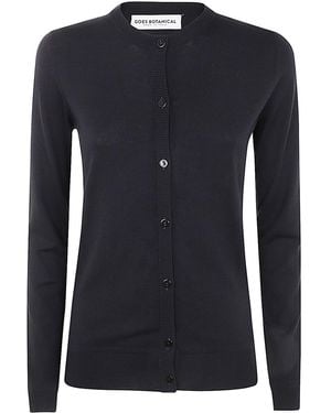GOES BOTANICAL Long Sleeves Merinos Extrafine Super 140's Cardigan - Blue