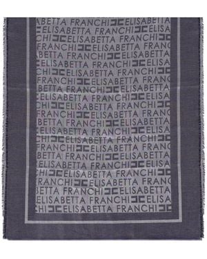 Elisabetta Franchi Oltremare Jacquard Foulard Scarf - Blue