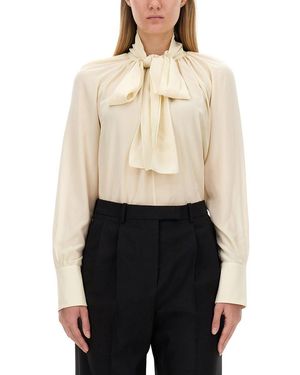 Givenchy Silk Shirt With Lavalliu00C9Re Collar - Natural