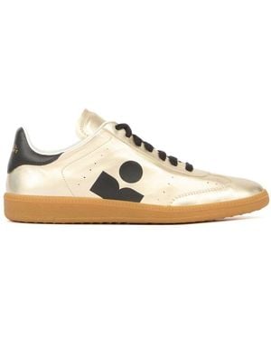 Isabel Marant Metallic Leather Kaycee Trainers Shoes - Natural