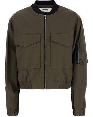 Grifoni Cropped Jacket With Maxi Pockets On Front And Sleeve - Green