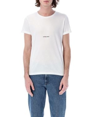Saint Laurent Logo Print T-Shirt - Blue