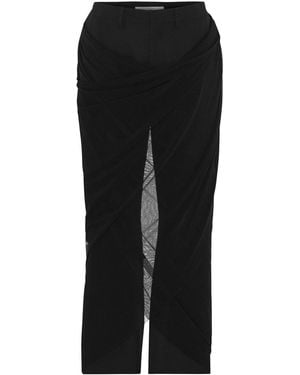 Jean Paul Gaultier Straight Leg Trousers With Draped Overlay - Black