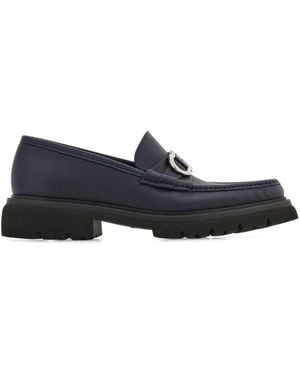 Ferragamo Gancini Leather Loafers - Blue