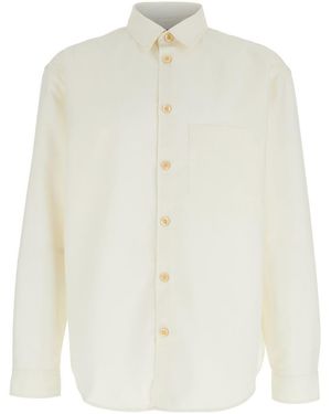 Plain Shirt With Classic Collar - White