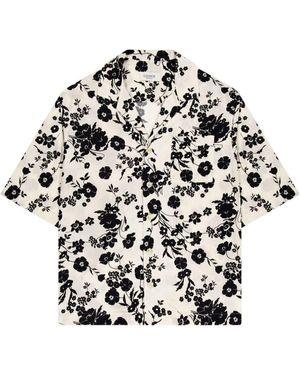 Laneus Cream And Print Shirt - White