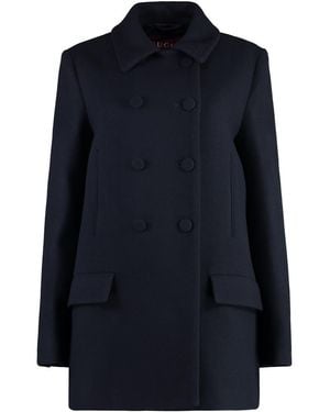 Gucci Double-Breasted Wool Coat - Blue