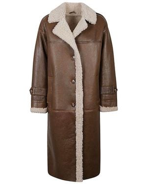 Enes Benedicte Sheepskin Long Jacket - Brown