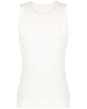 Ami Paris Round-Neck Ribbed-Knit Tank Top - White