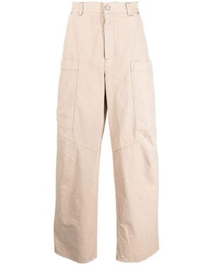 Palm Angels Wide-Leg Cotton Cargo Trousers - Natural