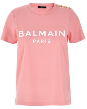 Balmain Button T-Shirt - Pink