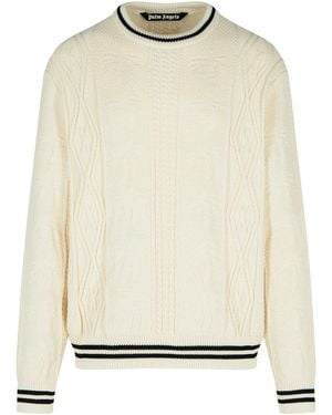 Palm Angels Cotton Blend Jumper - Natural