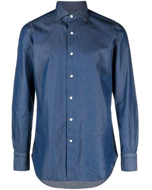 Finamore 1925 Regular Fit Denim Shirt - Blue