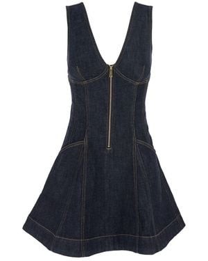 Self-Portrait Denim Mini Dress - Blue