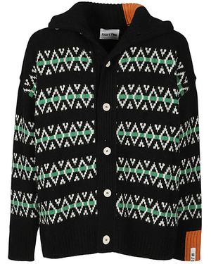 RIGHT FOR Wool Jaquard Cardigan - Black