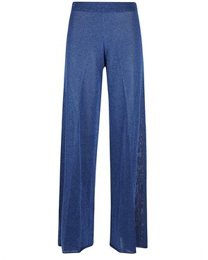 Circus Hotel Wide Leg Viscose Trousers - Blue