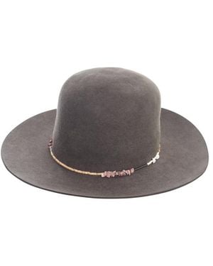 SUPERDUPER Round Crown Large Raw Brim Casamarina Beadwork Accessories - Grey