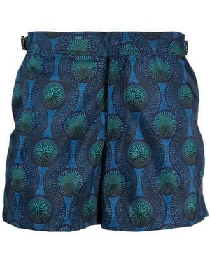 OZWALD BOATENG Printed Swim Shorts - Blue