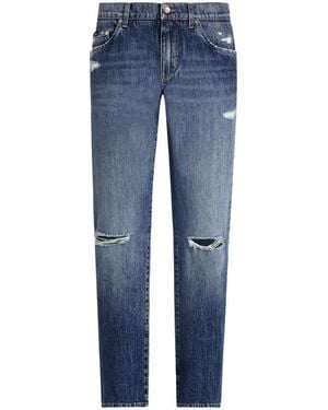 Dolce & Gabbana Classic Cotton Jeans With Tag With Abrasions - Blue