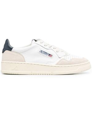 Autry 'Medalist' Low Top Trainers With Suede Inserts And Contrasting Heel Tab - White