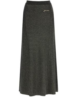 Ganni Long Lurex Knit Skirt - Green