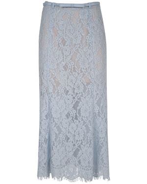 Self-Portrait Broderie Midi Skirt - Grey