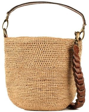 IBELIV Akama Natural Raffia Bucket Bag - Brown