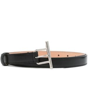 McQueen Leather Belt With Buckle - Black