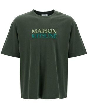 Maison Kitsuné Oversized T-Shirt With Gradient Logo - Green