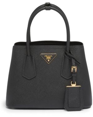 Prada Double Saffiano Leather Tote Bag - Black