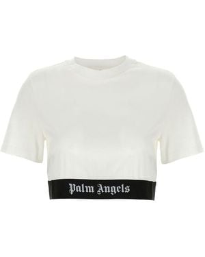 Palm Angels 'Classic Logo Tape' Cropped T-Shirt - White