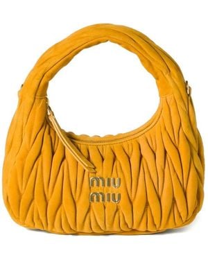 Miu Miu Wander Matelassé Suede Hobo Bag - Orange