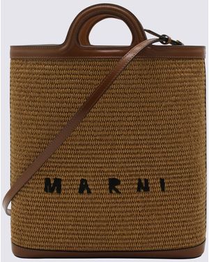 Marni Raw Sienna Raffia Crossbody Bag - Brown