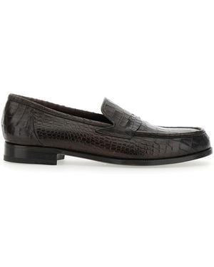Lidfort 'Luisiana' Loafers With Embossed Crocodile Effect - Brown