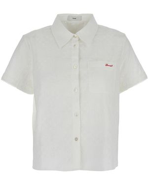 DUNST T-Shirt With Classic Collar And Logo Lettering Embroidery On The Front - White