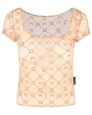 Marine Serre Moonogram Mesh Flock T-Shirt - Natural