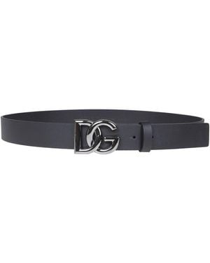 Dolce & Gabbana Dg Logo Leather Belt - White