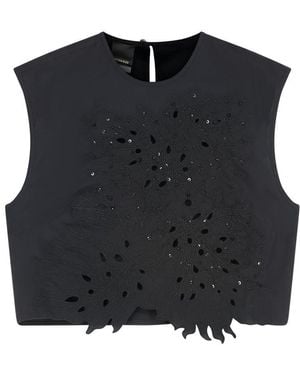 Pinko True Colours Cotton Crop Top - Black