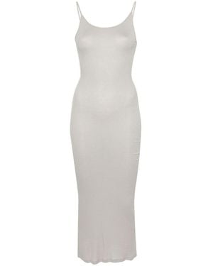 Majestic Filatures Ribbed Viscose Long Dress - White