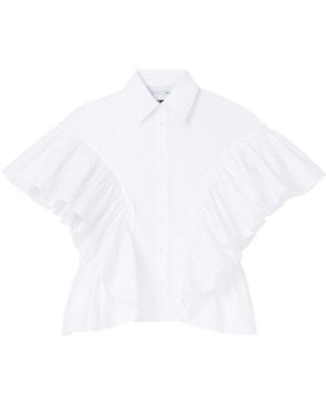 AZ FACTORY X LUTZ HUELLE Ruffled Sleeves Cotton Shirt - White