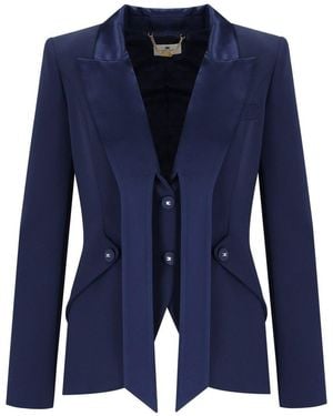 Elisabetta Franchi Oltremare Crepe Smoking Jacket - Blue