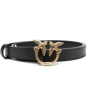 Pinko 'Love Berry' Belt With Golden Logo Buckle - Black