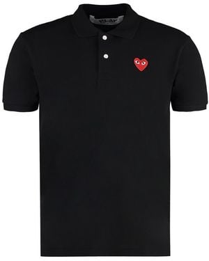 COMME DES GARÇONS PLAY Cotton-Piqué Polo Shirt - Black