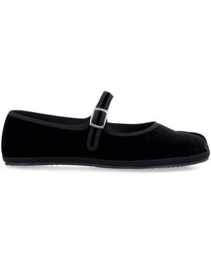 DROGHERIA CRIVELLINI Fu-Tabi Velvet Cayman Flat Shoes - Black