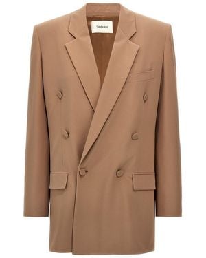 Saint Laurent Double-Breasted Blazer - Brown