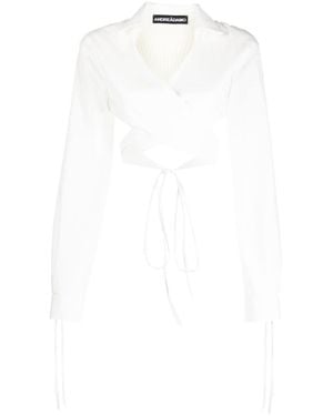 ANDREADAMO Cardigan With Ribbed - White